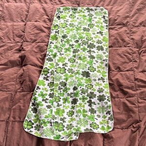Floral Green and White Scarf